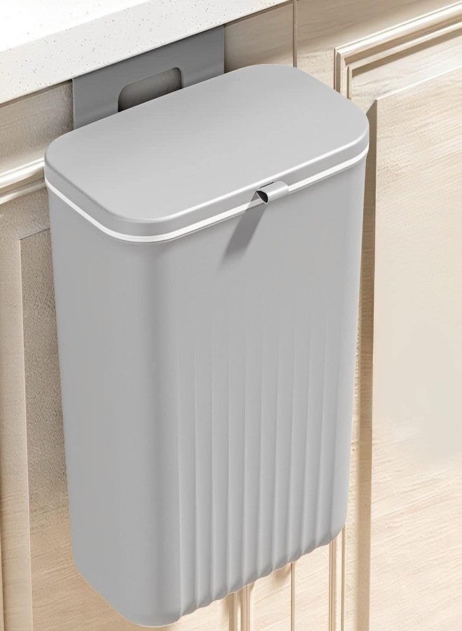 MAPPLE CREATION Hangable Kitchen Waste Compost Bin Rubbish Basket Waste Sorting Can Organizers Trash Can Space Saving for Cabinet Door Bedroom Countertop (GREY) (GREY) - Image 1